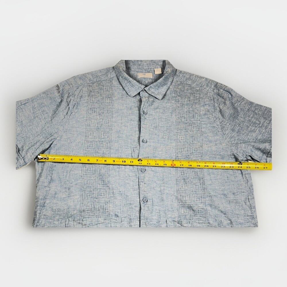 Cafe Luna Button Up‎ Shirt Mens XL Large Blue Short Sleeve Panel Collared - Picture 6 of 10